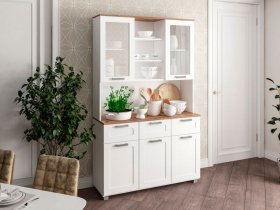 Буфет Катерини (дуб бельмунд/белое дерево) в Кодинске - kodinsk.mebel-nsk.ru | фото