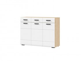 Комод 1200 КМ-01 Либерти (дуб сонома/белый глянец) в Кодинске - kodinsk.mebel-nsk.ru | фото