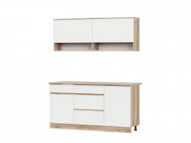 Кухонный гарнитур 1,6м Брауни (дуб делано/белый) в Кодинске - kodinsk.mebel-nsk.ru | фото