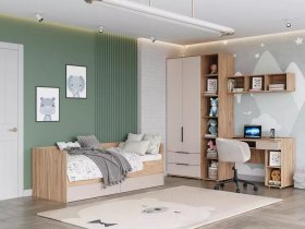 Модульная детская Сицилия (дуб альпийский/тефия) в Кодинске - kodinsk.mebel-nsk.ru | фото
