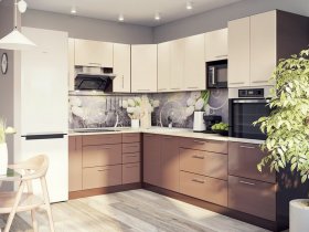 Модульная кухня Классика (ваниль/шоколад) в Кодинске - kodinsk.mebel-nsk.ru | фото