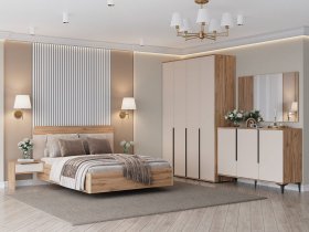 Модульная спальня Сицилия (дуб альпийский/тефия) в Кодинске - kodinsk.mebel-nsk.ru | фото