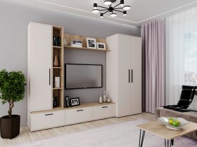 Модульная стенка Верона (сатин/дуб крафт серый) в Кодинске - kodinsk.mebel-nsk.ru | фото