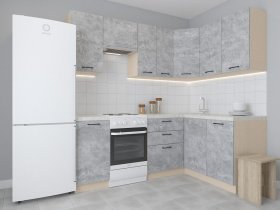 Модульная угловая кухня 1,4м*2,1м Лада (цемент) в Кодинске - kodinsk.mebel-nsk.ru | фото