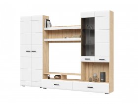 Стенка ГС-01 Либерти (дуб сонома/белый глянец) в Кодинске - kodinsk.mebel-nsk.ru | фото