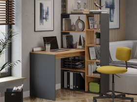Стол письменный тип 16 (дуб крафт золотой/графит серый) в Кодинске - kodinsk.mebel-nsk.ru | фото