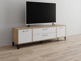 Тумба под ТВ Парус-13 (дуб крафт серый/белый) в Кодинске - kodinsk.mebel-nsk.ru | фото