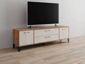 Тумба под ТВ Парус-13 (дуб крафт табачный/дуб крафт белый) в Кодинске - kodinsk.mebel-nsk.ru | фото