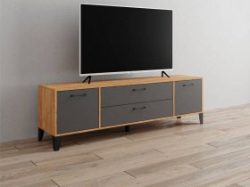 Тумба под ТВ Парус-13 (дуб крафт золотой/графит серый) в Кодинске - kodinsk.mebel-nsk.ru | фото